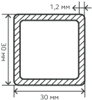 Труба нержавеющая 30,0х30,0х1,2х6000 мм.  AISI 304 (08Х18Н10) электросварная, квадратная, зеркальная